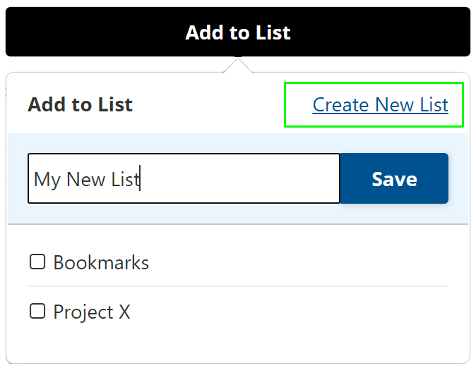 Create a New List any time.